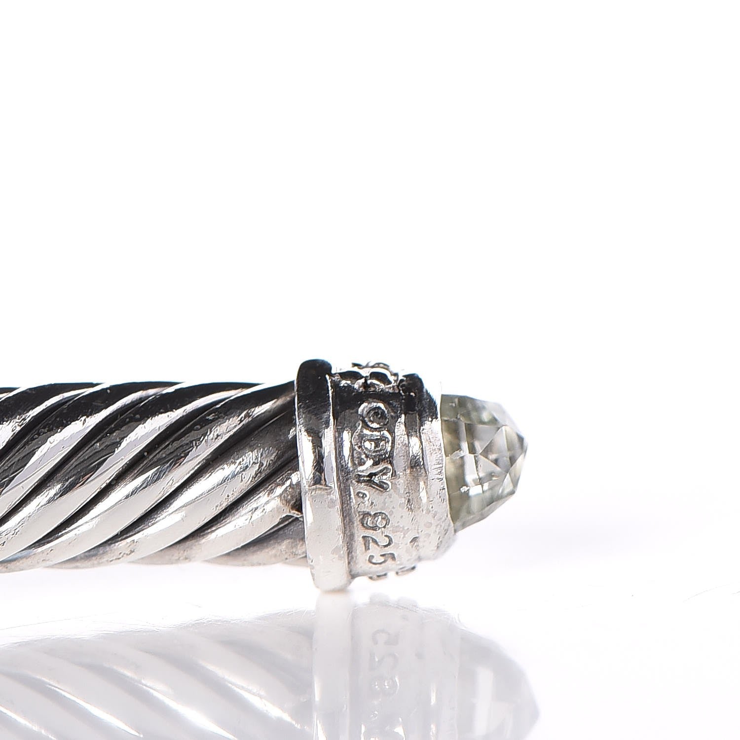 David Yurman Sterling Silver Diamond Prasiolite 5mm Cable Classics Bracelet 5 of 5