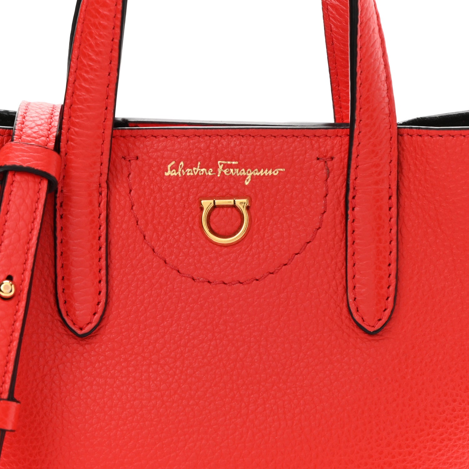 Salvatore Ferragamo Tumbled Calfskin Gancini Mini Bag Candy Apple Red 7 of 9