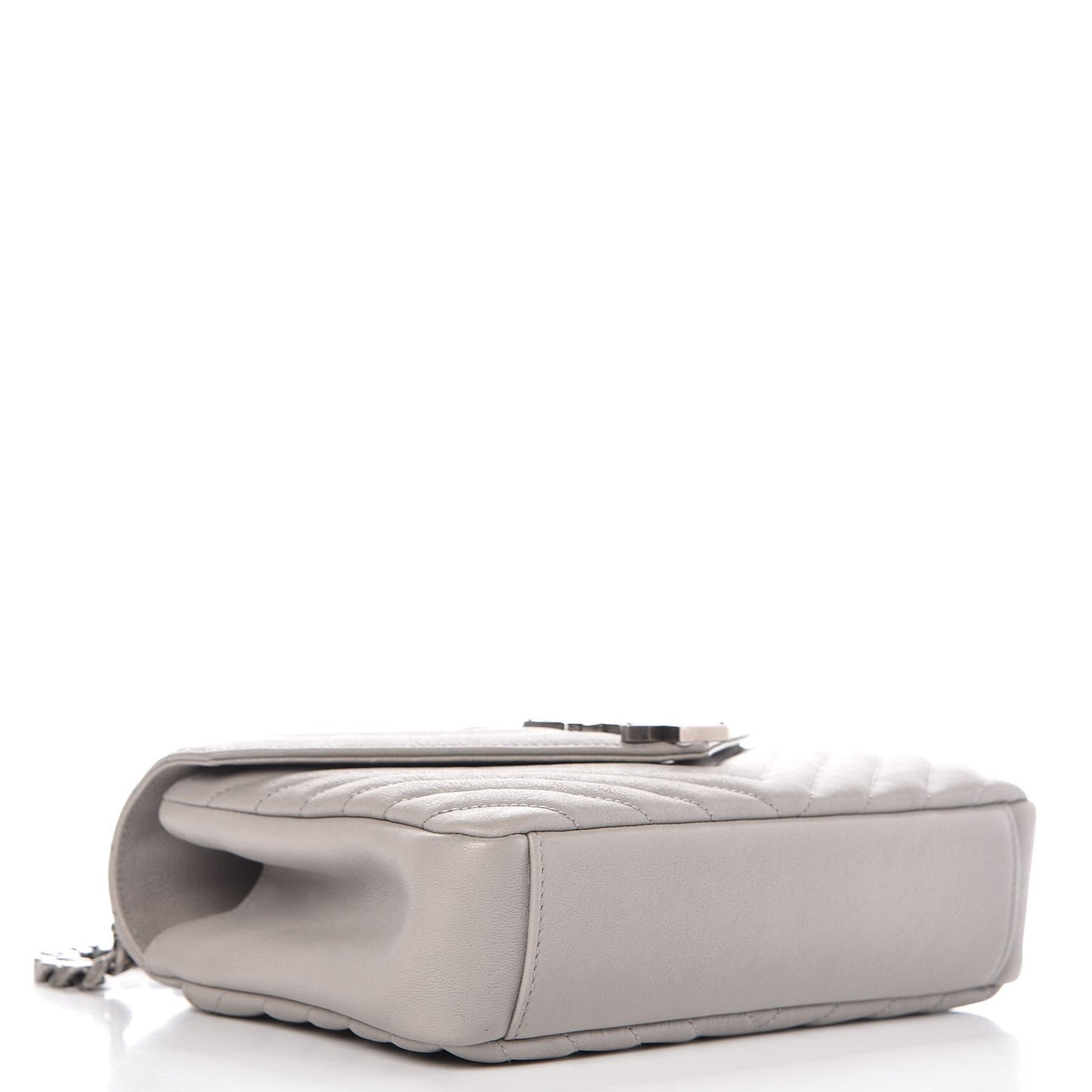 Sheepskin Matelasse Monogram Medium College Bag Light Grey