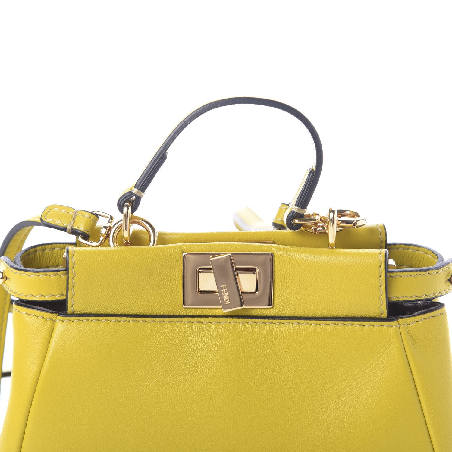 Fendi Shiny Nappa Micro Peekaboo Iconic Satchel Lime 7 of 9