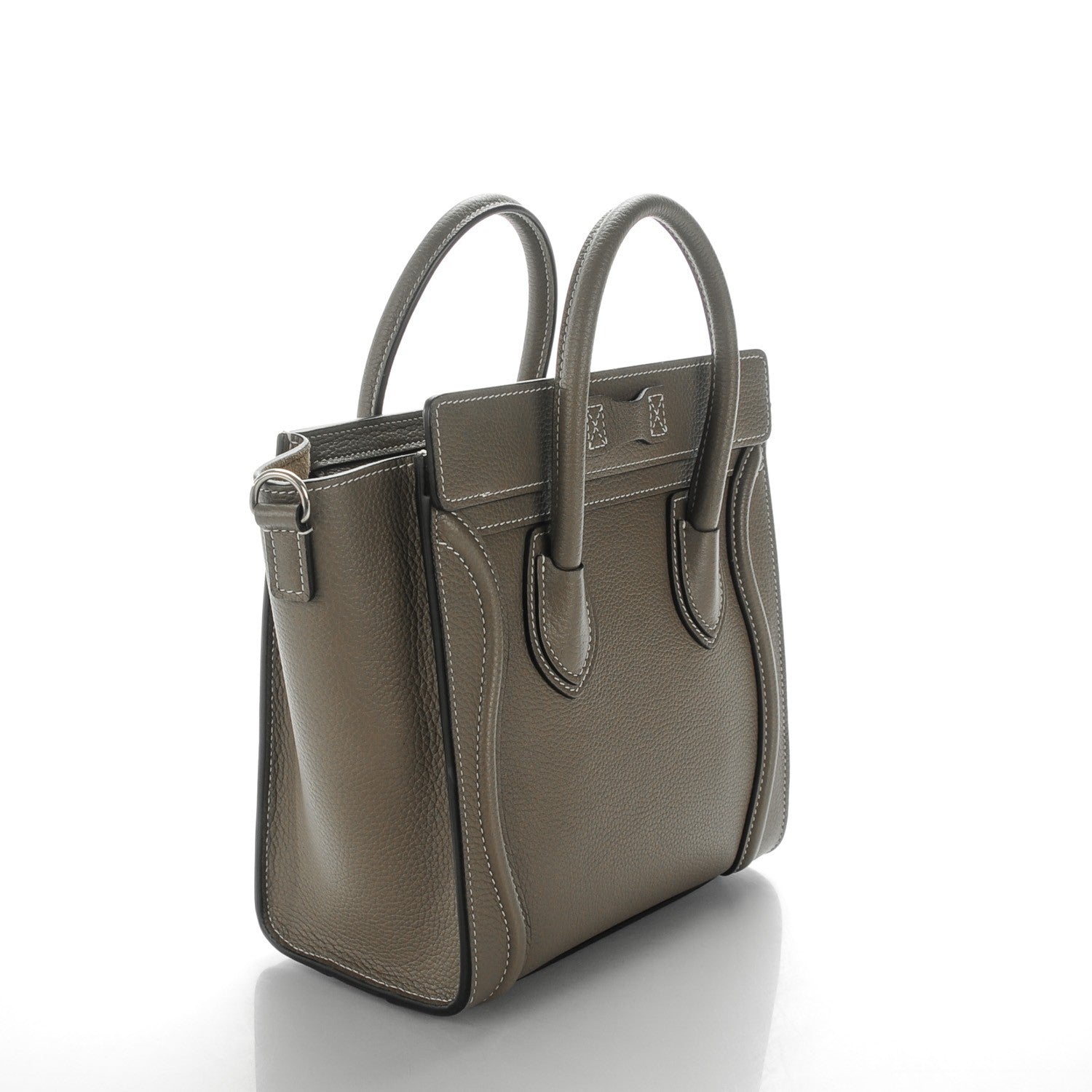 Celine Drummed Calfskin Nano Luggage Souris 3 of 8