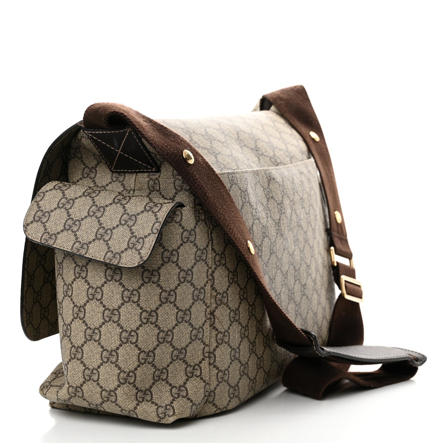 GG Plus Monogram Messenger Diaper Bag Dark Brown