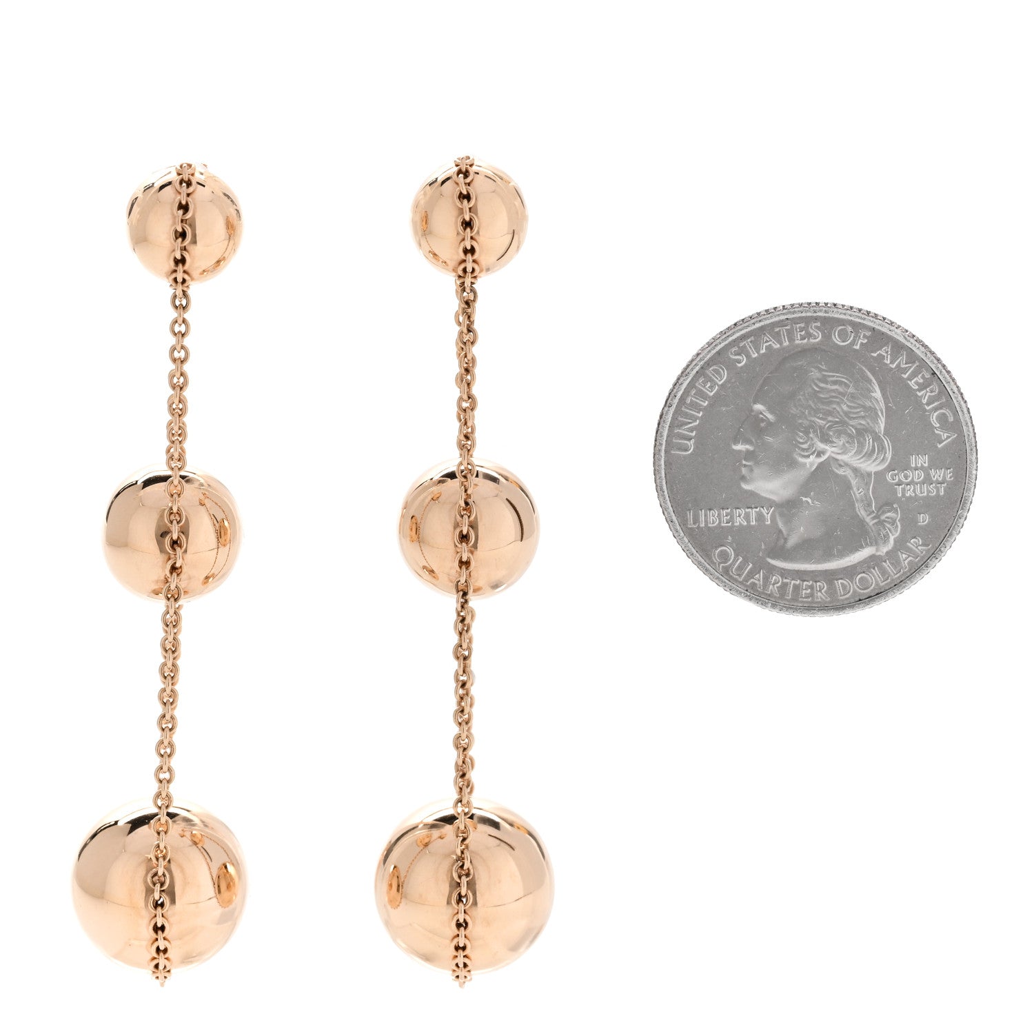 Tiffany 18K Rose Gold Hardwear Triple Drop Earrings 2 of 4