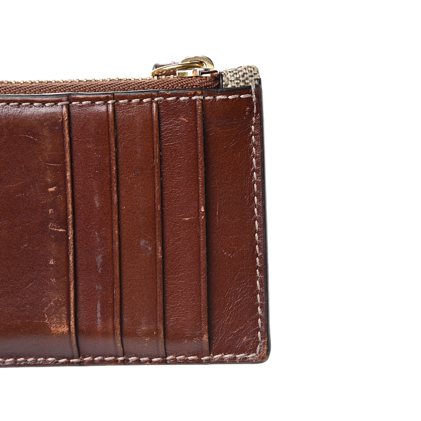 GG Supreme Monogram Coin Case Card Holder Brown