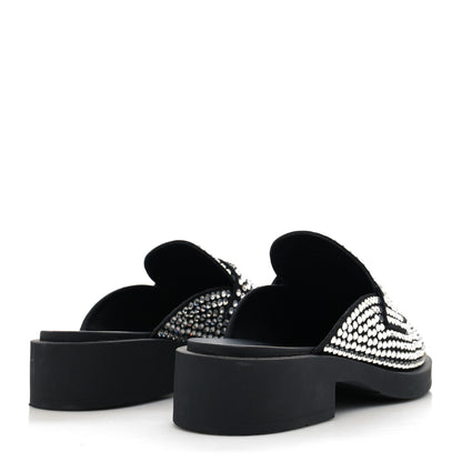 Prada Satin Crystal Metal Triangle Logo 40mm Loafer Mules 39.5 Cristal 4 of 8