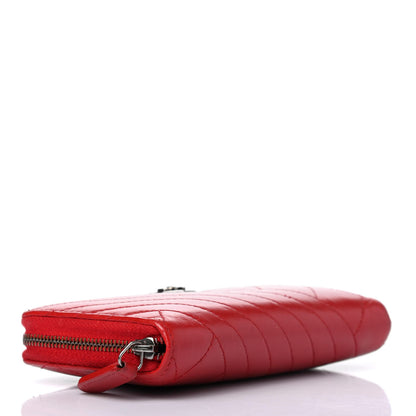 Chanel Glazed Calfskin Quilted Small Coco Boy Zip Around Wallet Red 3 of 4
