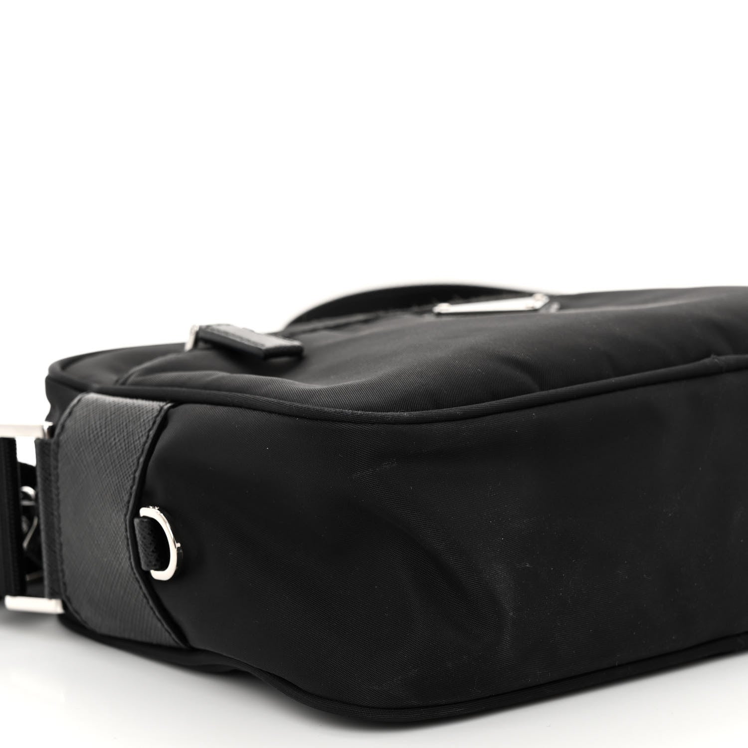 Prada Re-Nylon Vela Saffiano Pocket Double Zip Shoulder Bag Black 9 of 11