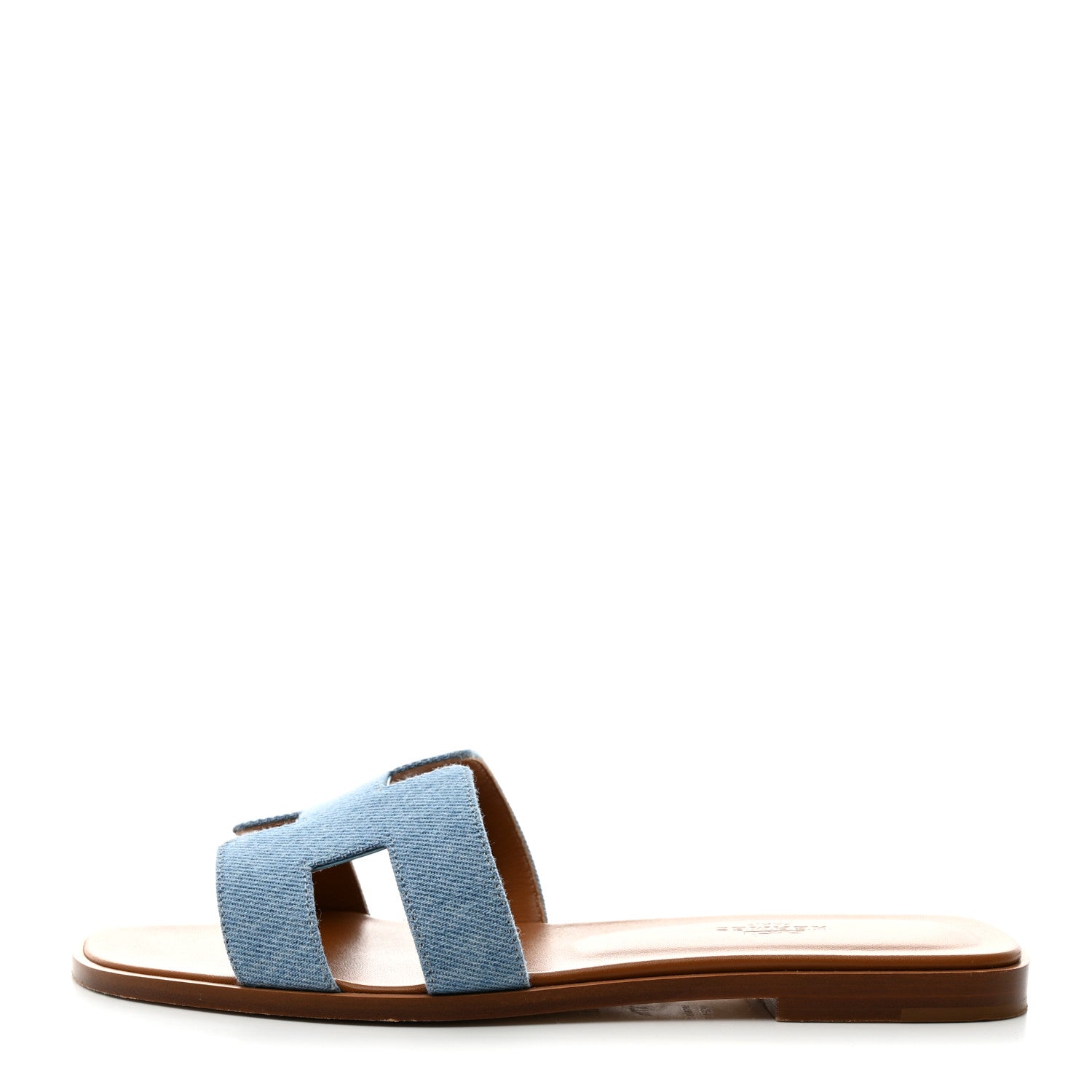 Hermes Denim Canvas Oran Sandals 37.5 Bleu Clair 1 of 9