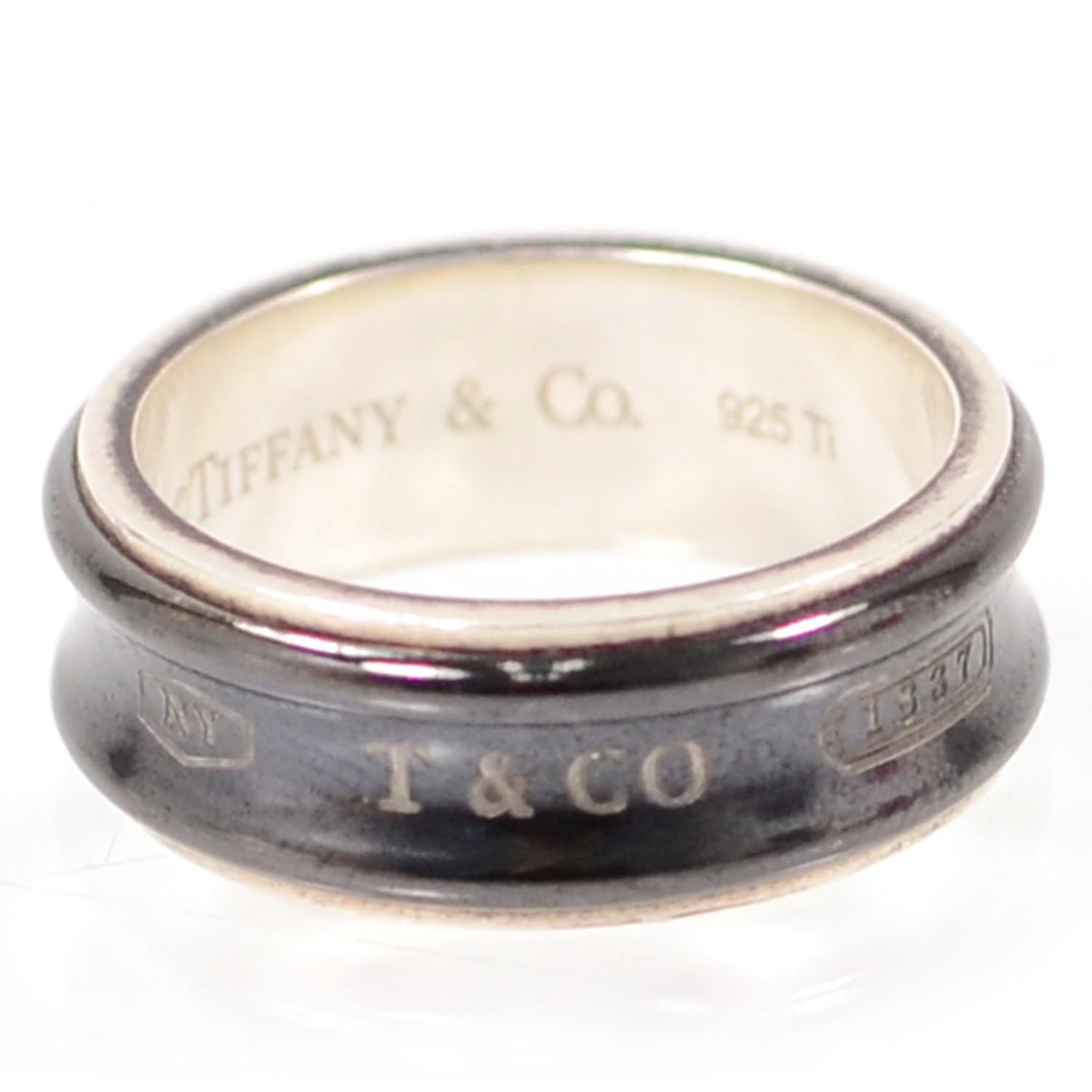 Tiffany Sterling Silver Titanium 1837 Ring 10 Black 1 of 5