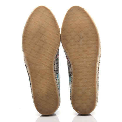 Gucci GG Supreme Monogram Blooms Espadrilles 37.5 Beige Blue Navy Hibiscus Red 6 of 12