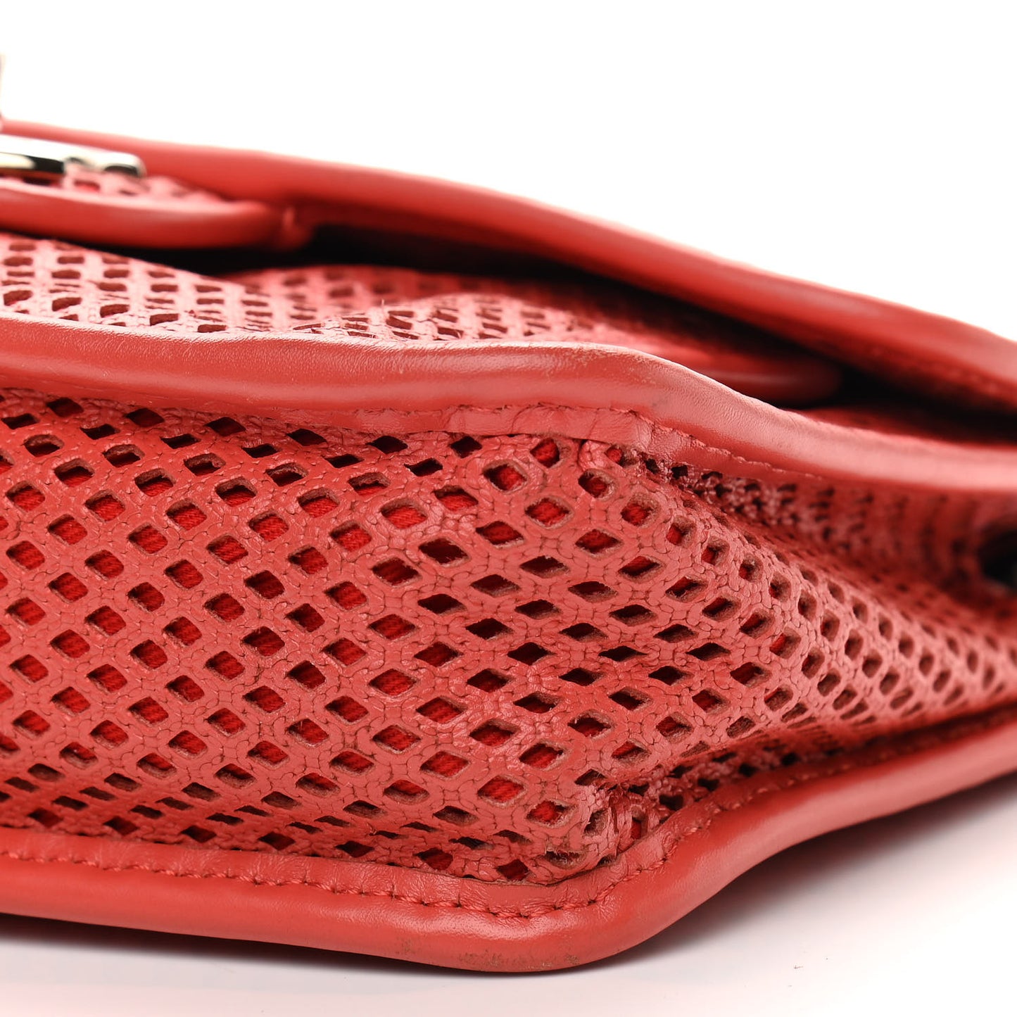 Perforated Calfskin Small Up In The Air Flap Red