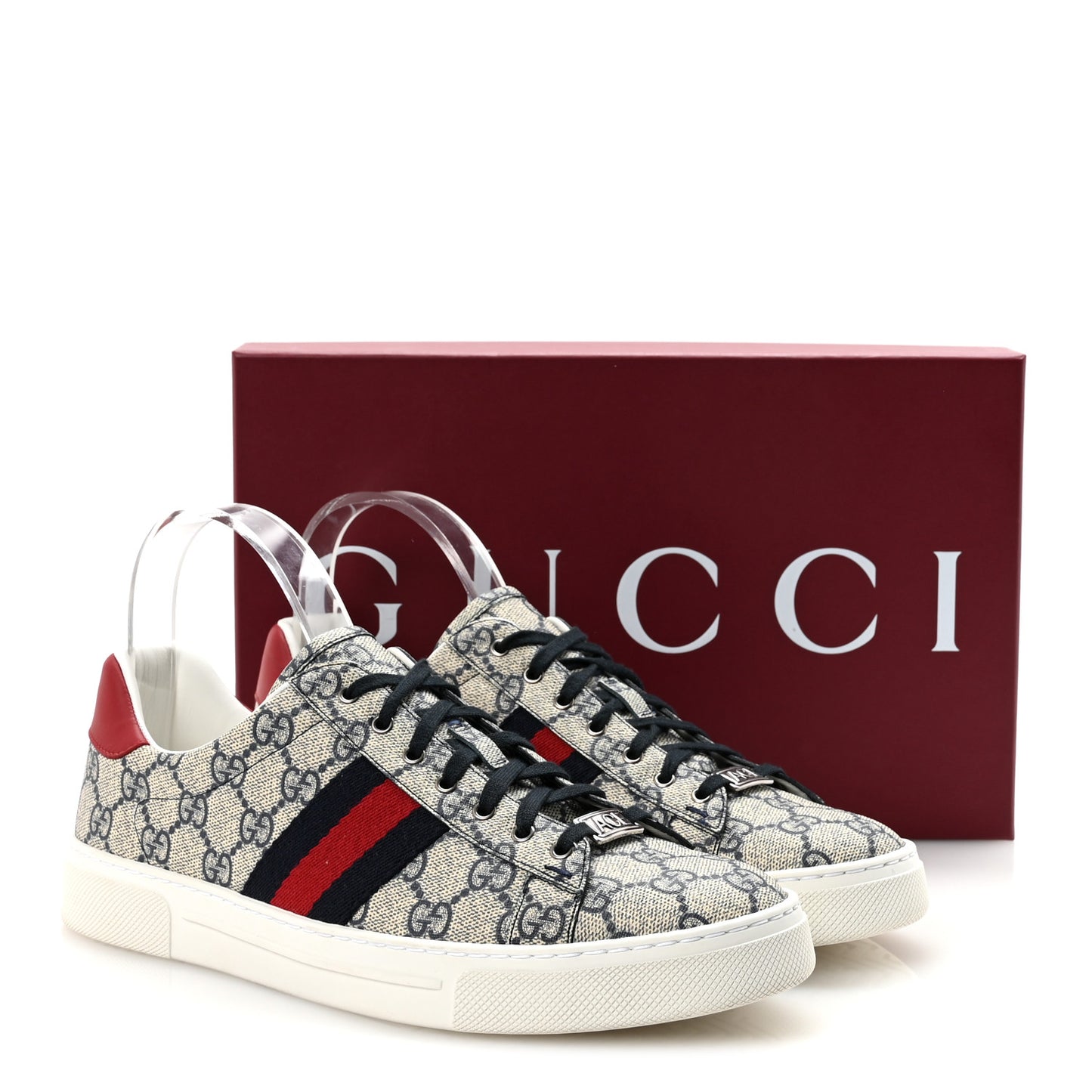 GG Supreme Monogram Womens Ace Low-Top Sneaker 40 Beige