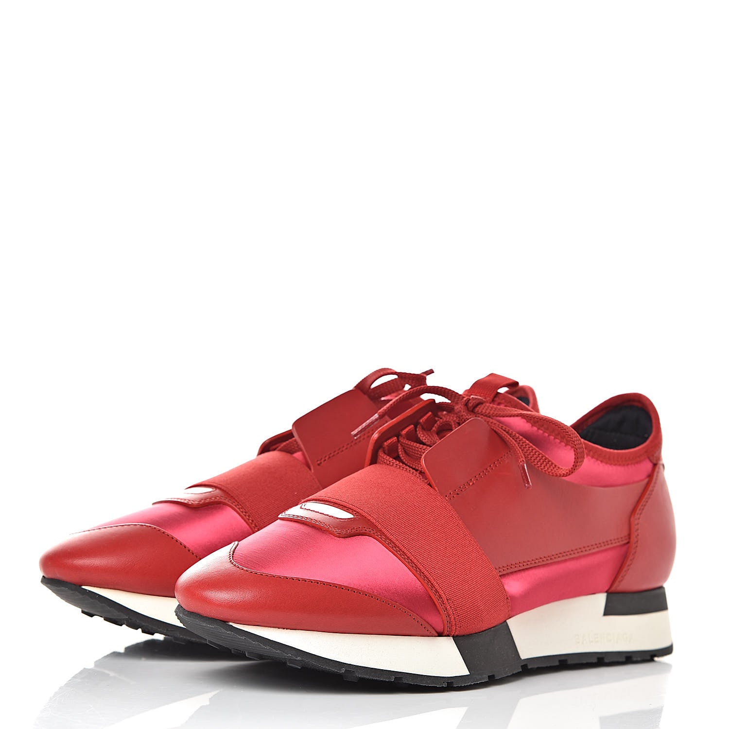Balenciaga Satin Calfskin Womens Race Runner Sneakers 41 Rouge Groseille 3 of 7