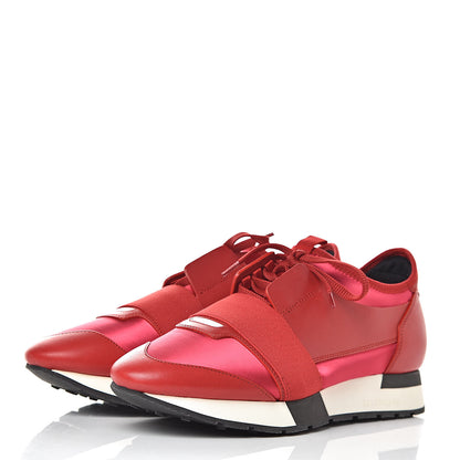 Balenciaga Satin Calfskin Womens Race Runner Sneakers 41 Rouge Groseille 3 of 7