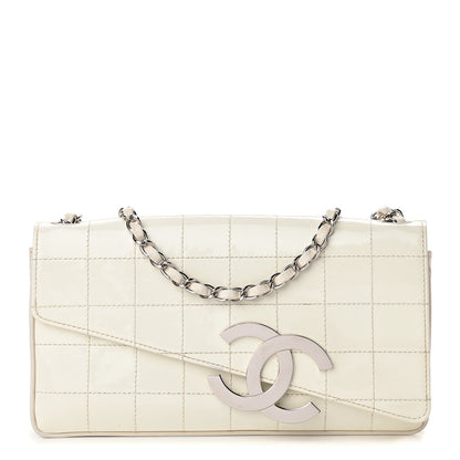 Chanel Patent Square Stitched CC Flap Clutch White 1 of 8