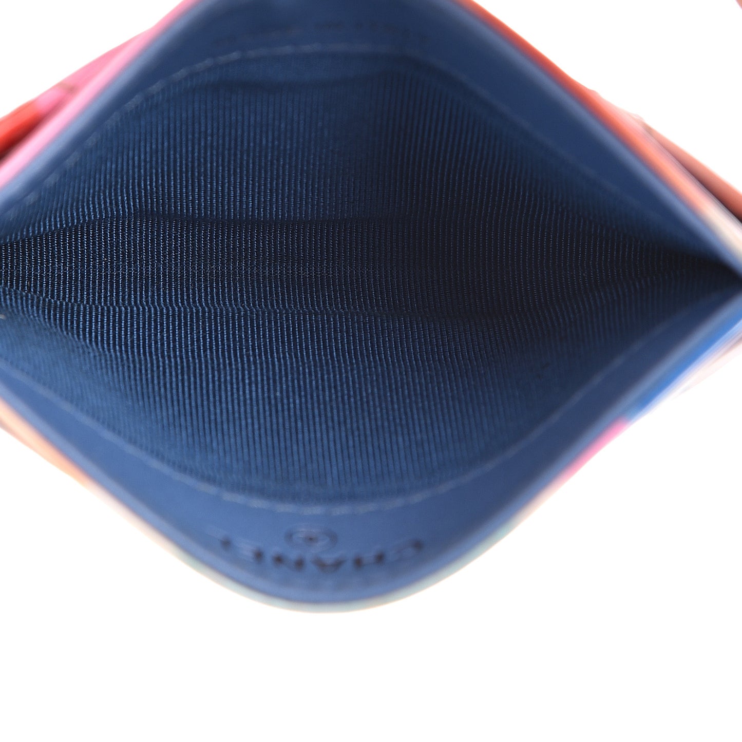 Patent Printed Quilted Card Holder Multicolor