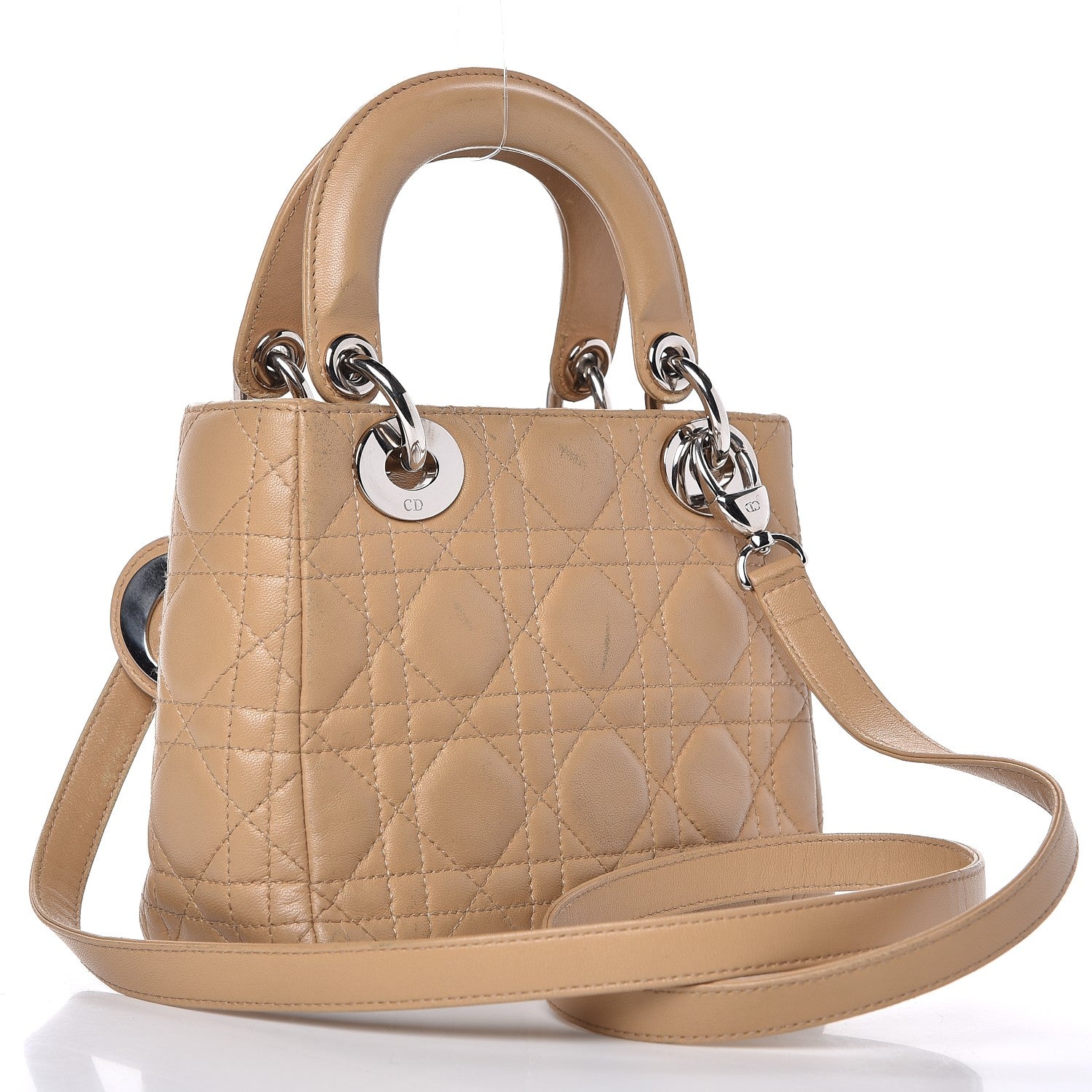 Christian Dior Lambskin Cannage Mini Lady Dior Beige 3 of 14