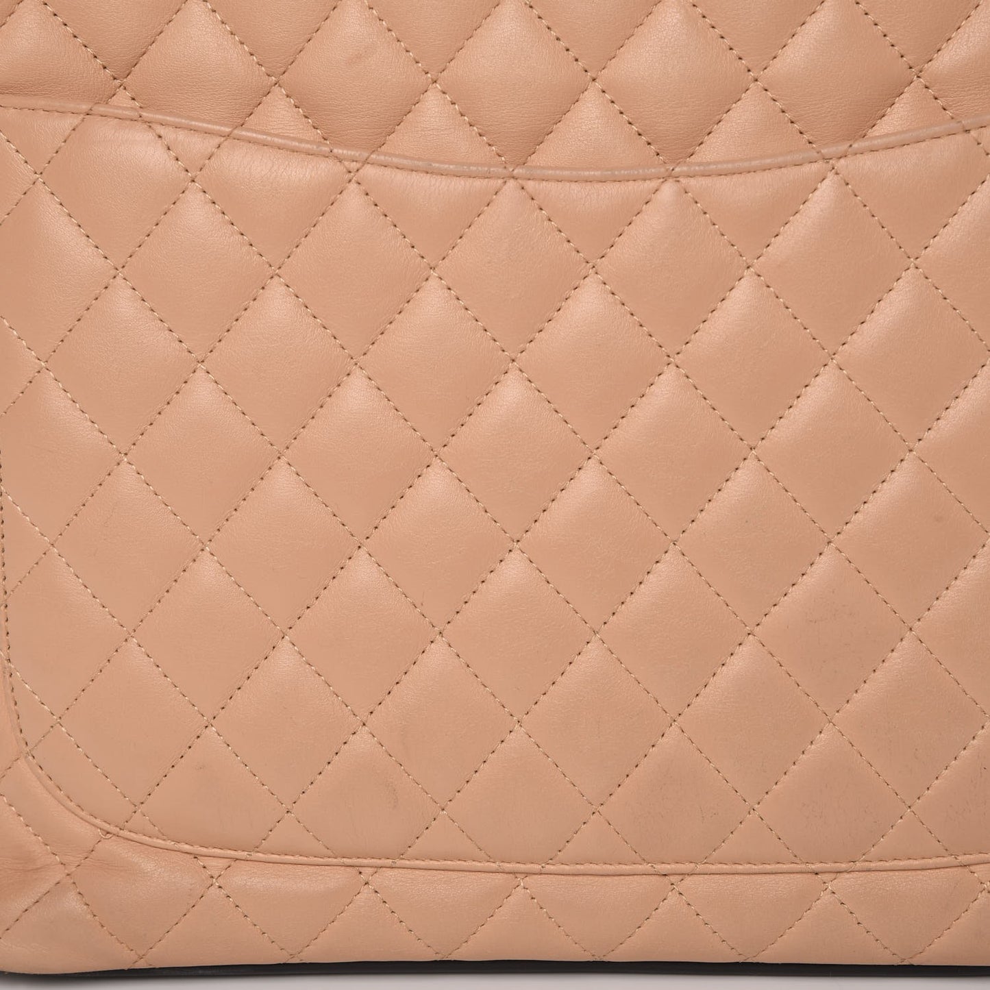 Calfskin Quilted Large Cambon Tote Beige Black