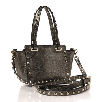 Valentino Garavani Metallic Alce Printed Calfskin Mini Rockstud Tote Sasso 3 of 7