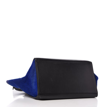 Celine Pony Hair Smooth Calfskin Tri-Color Medium Trapeze Cobalt 4 of 16