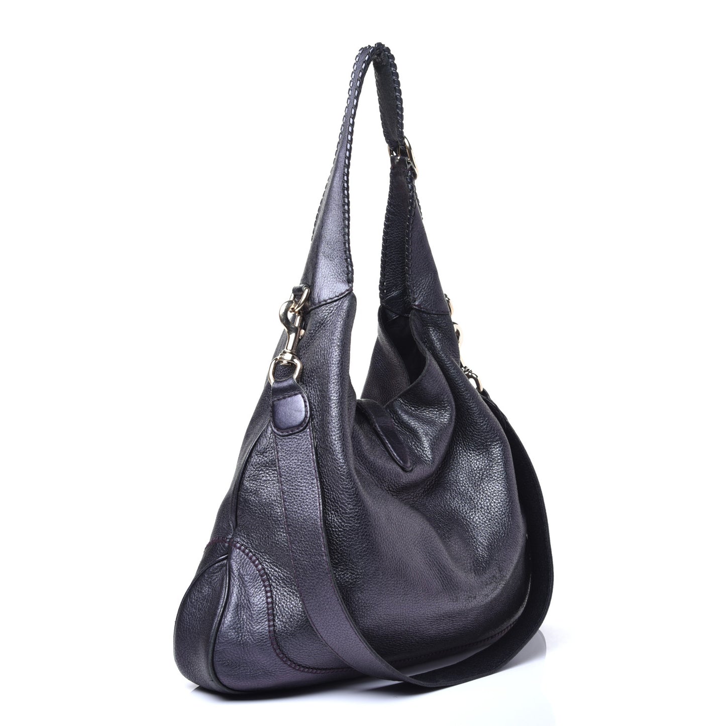 Metallic Calfskin Large New Jackie Shoulder Bag Blue