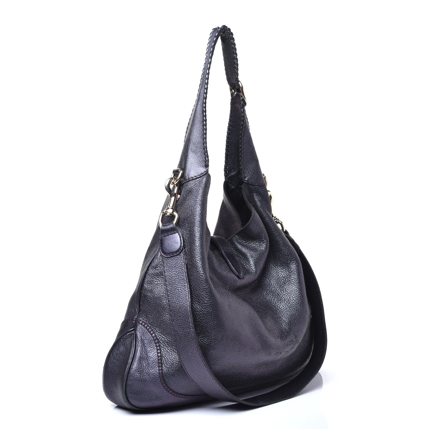 Gucci Metallic Calfskin Large New Jackie Shoulder Bag Blue 3 of 16