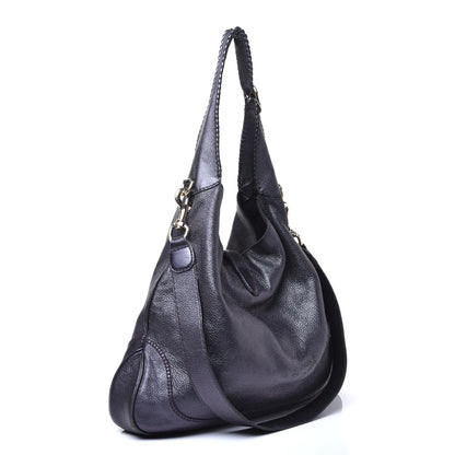 Gucci Metallic Calfskin Large New Jackie Shoulder Bag Blue 3 of 16