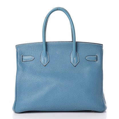 Hermes Taurillon Clemence Birkin 30 Blue Jean 4 of 51