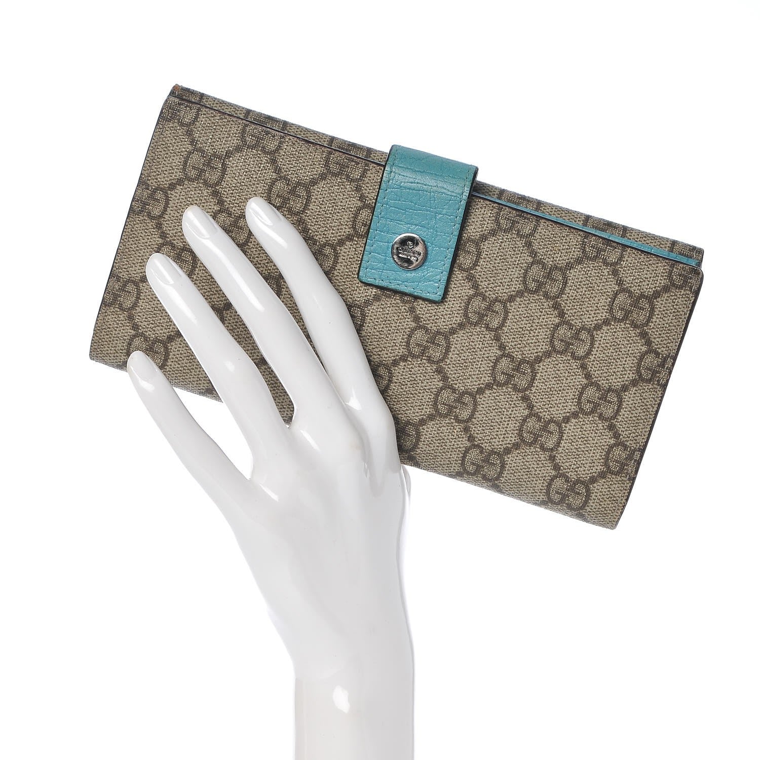 Gucci GG Plus Monogram Ladies GG Continental Wallet Beige Ebony Blue 2 of 10