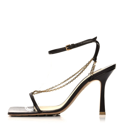 Bottega Veneta Lambskin Stretch Chain Strap 90mm Sandals 39 Ebony 1 of 12