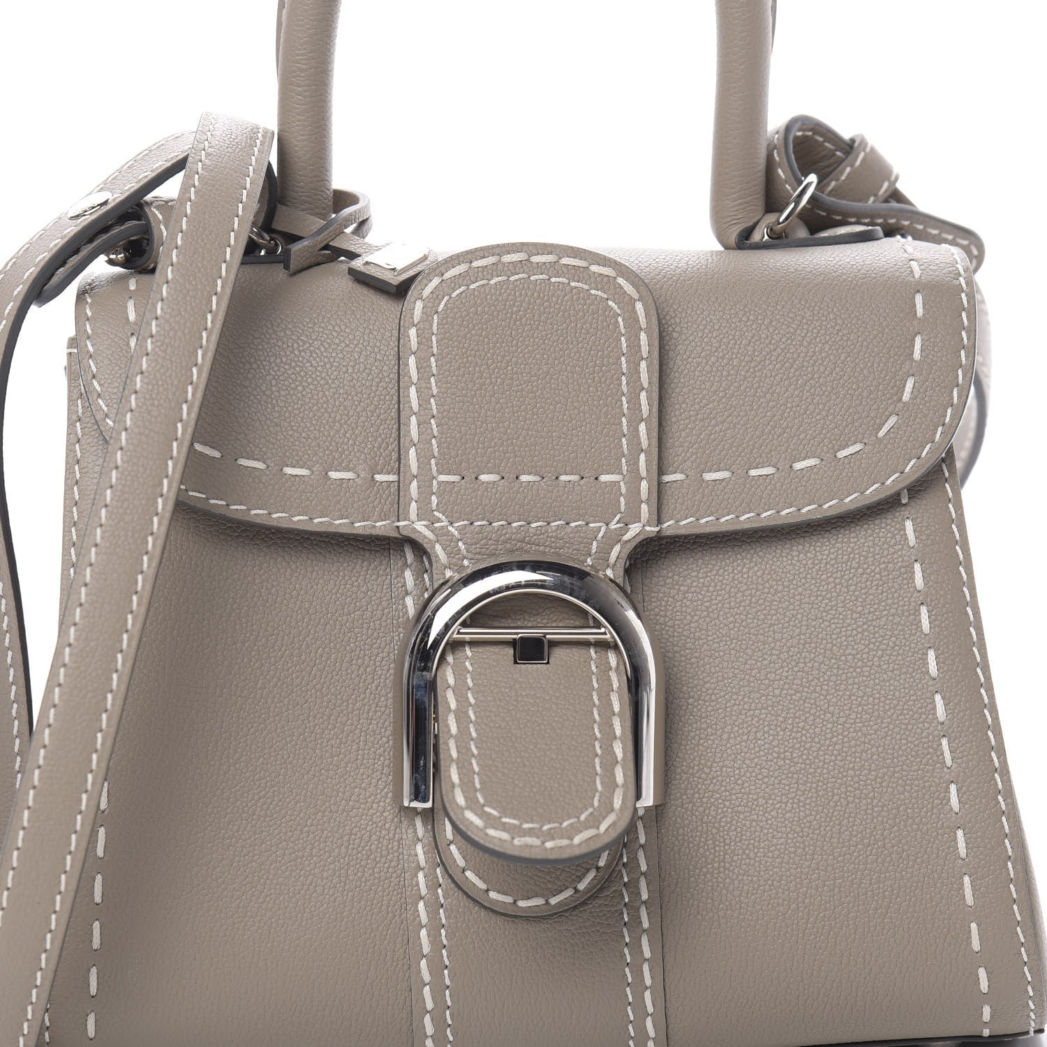 Delvaux Grained Rodeo Calfskin Surpique Mini Brillant Satchel Tourterelle Ivory 8 of 11
