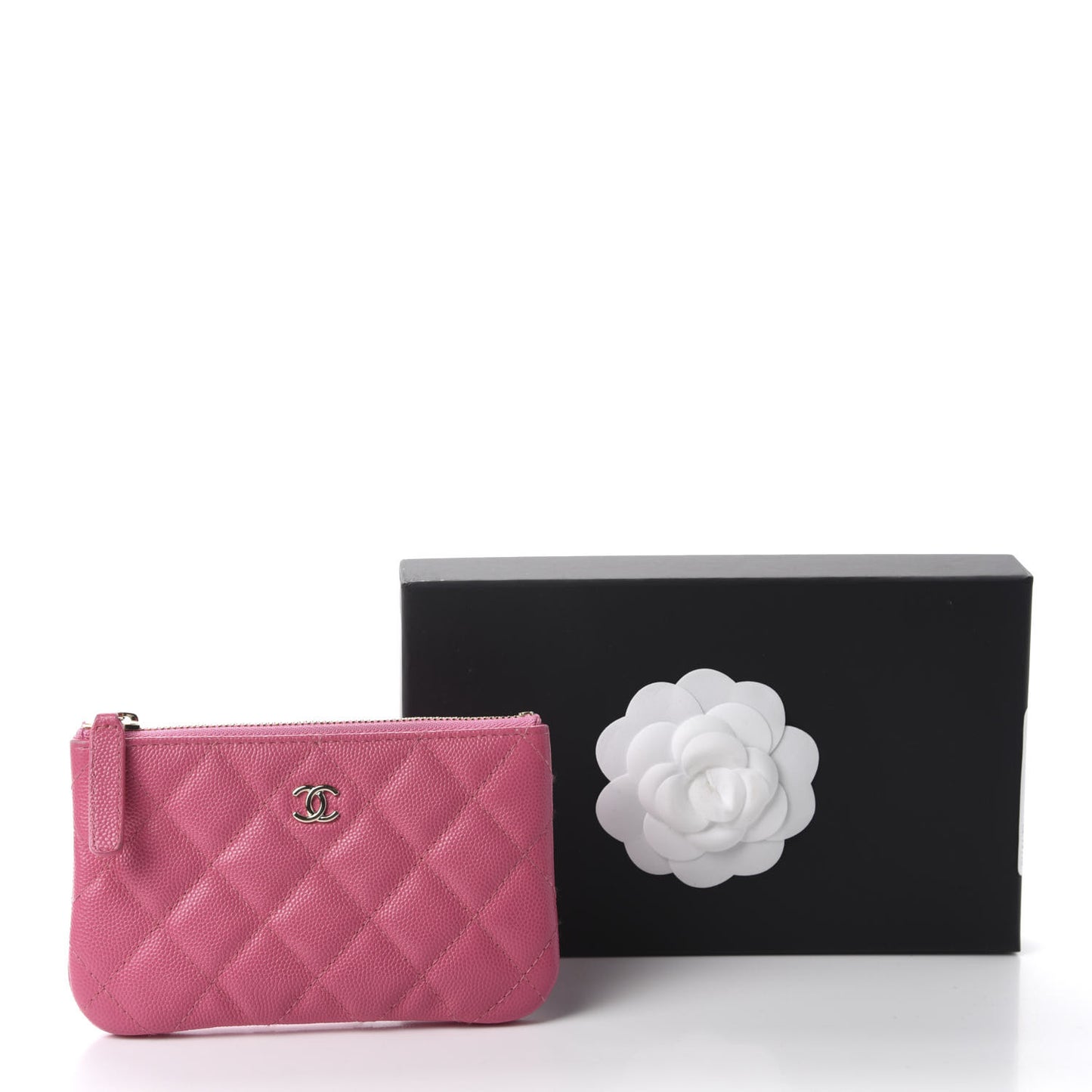 Caviar Quilted Small Cosmetic Case Pink