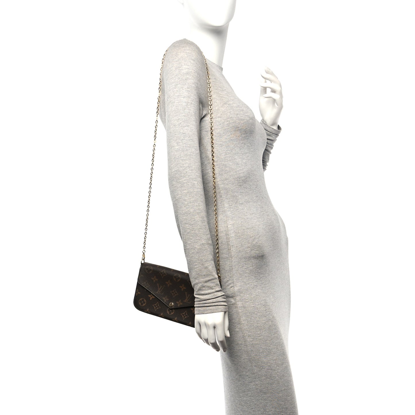 Monogram Pochette Felicie Chain Wallet Fuchsia