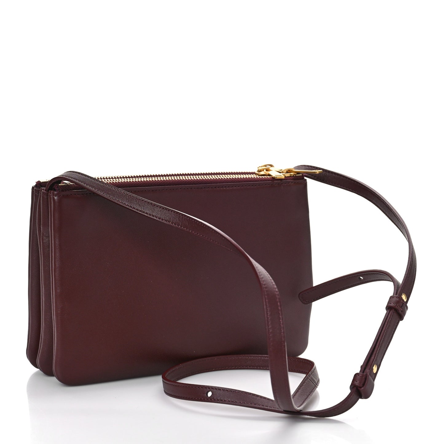 Smooth Lambskin Small Trio Crossbody Bag Burgundy