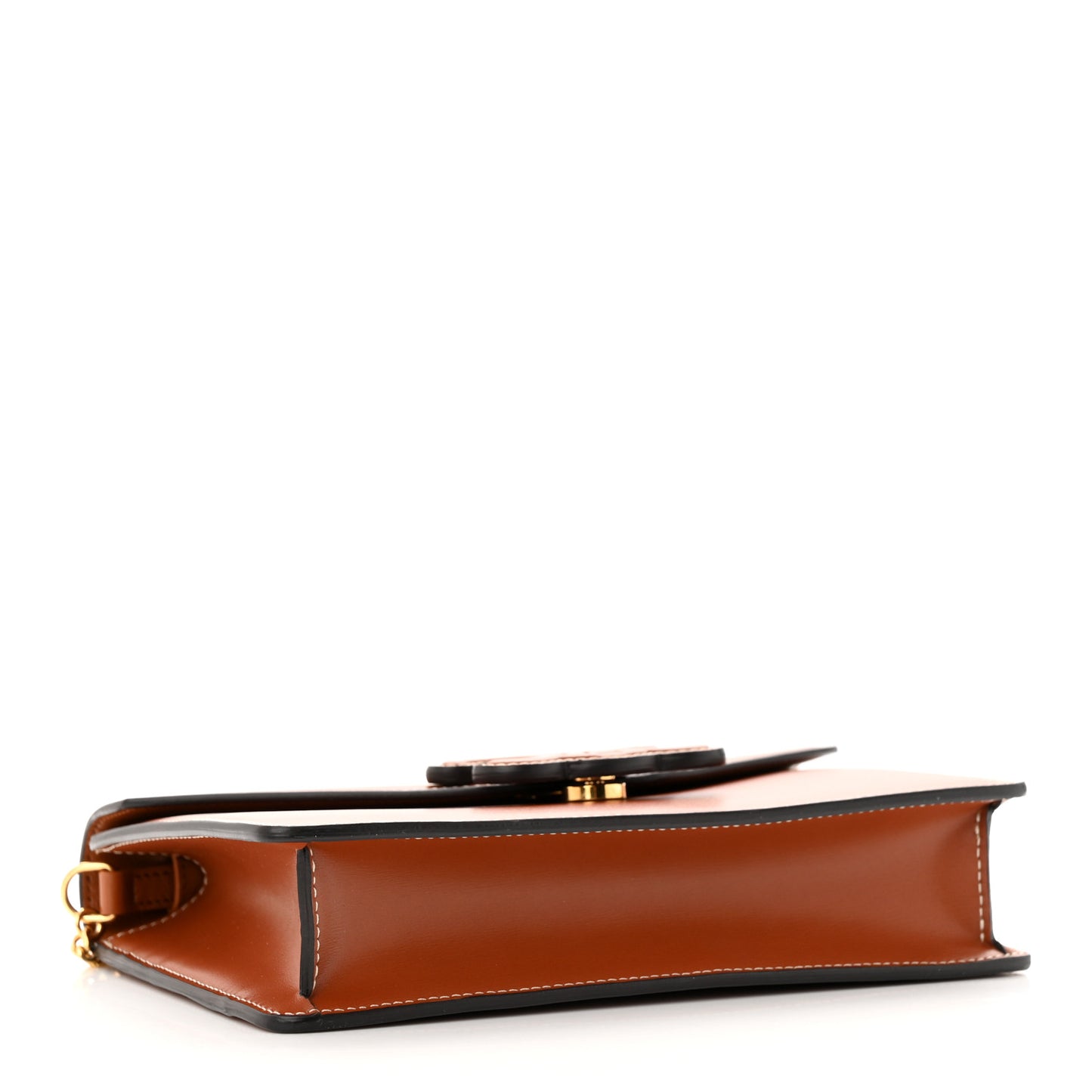 Shiny Calfskin Cuir Triomphe Wallet on Chain Tan