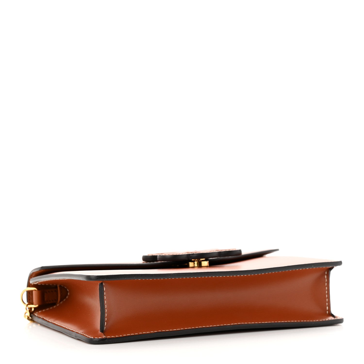 Celine Shiny Calfskin Cuir Triomphe Wallet on Chain Tan 4 of 12