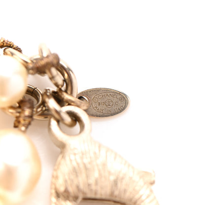 Chanel Graduated Pearl Crystal CC Multi Strand Necklace Gold 4 of 10