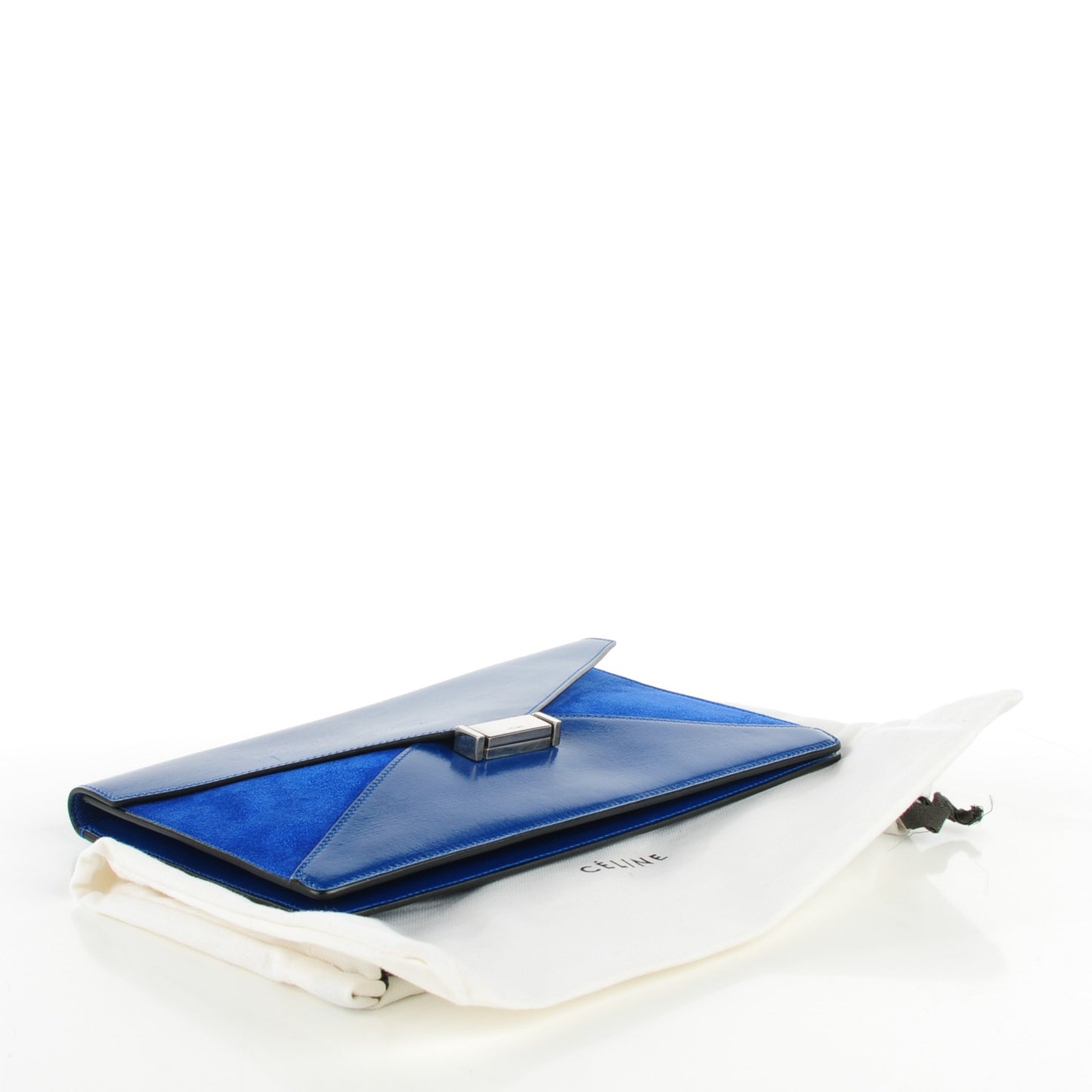 Box Calfskin Suede Diamond Clutch Electric Blue