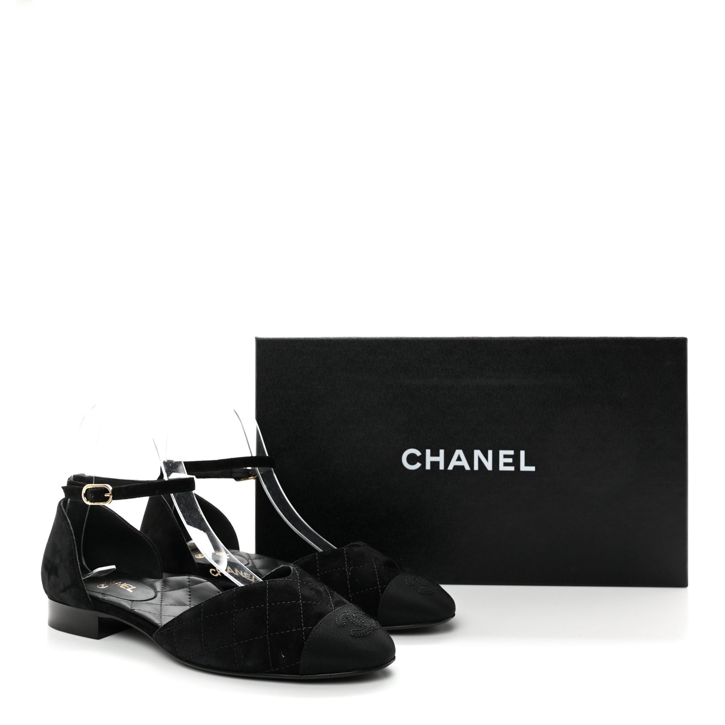 Suede Grosgrain Cap Toe CC Mary Jane Flats 37 Black