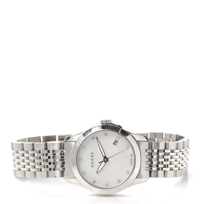 Gucci Stainless Steel Diamond Mother of Pearl 27mm G-Timeless Quartz Watch 2 of 5