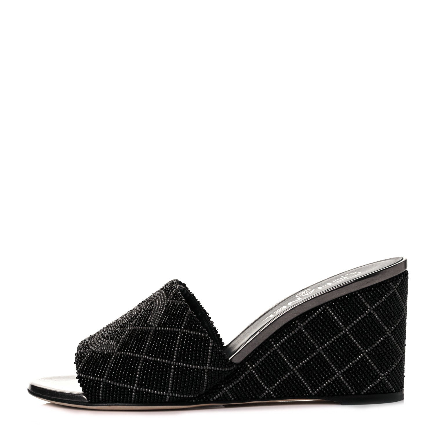 Chanel Beaded CC Mule Sandals 38.5 Black 1 of 7