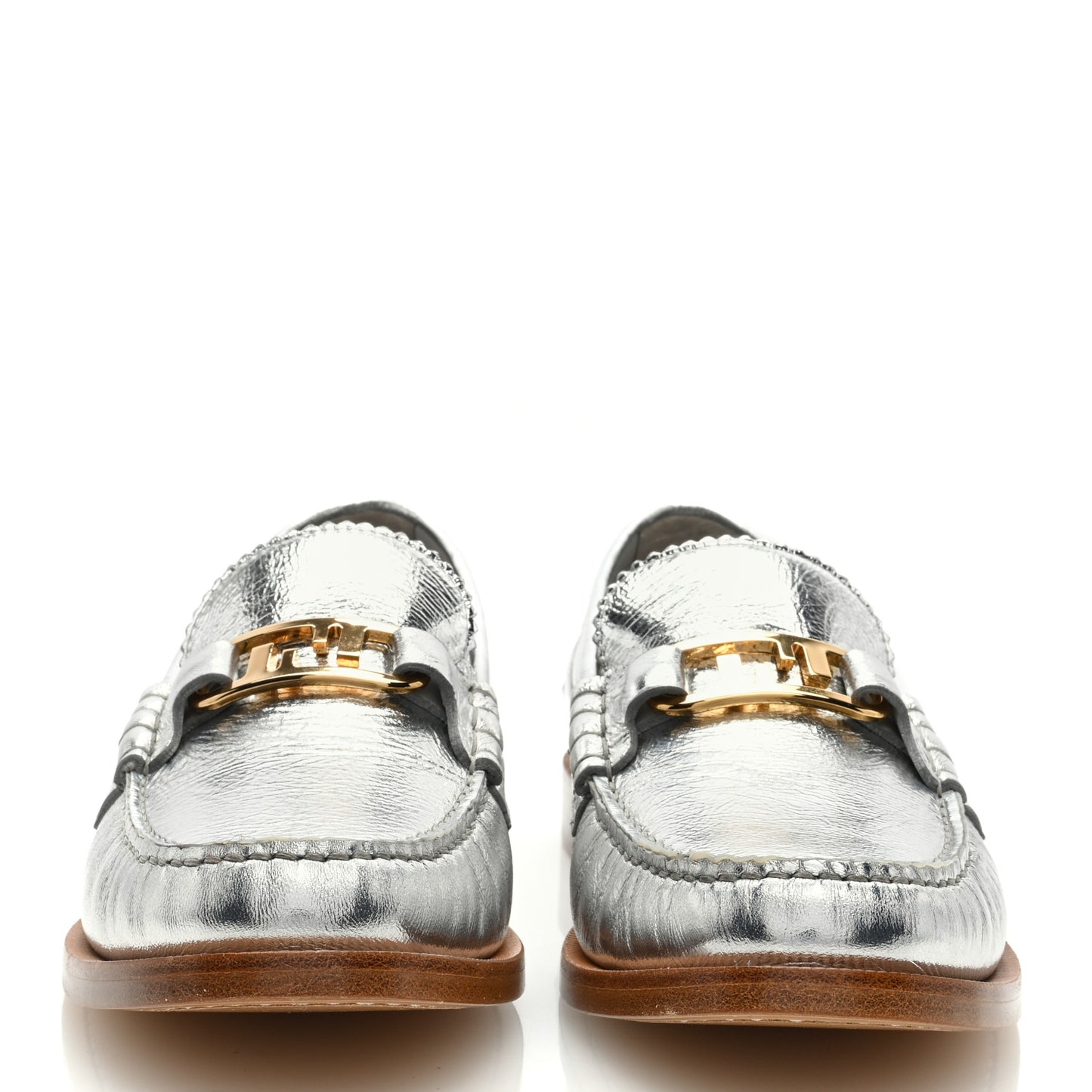 Metallic Vitello Womens O'Lock Loafers 39 Argento