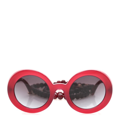 Chanel Acetate Round Chain Sunglasses 5489-A Burgundy 2 of 8