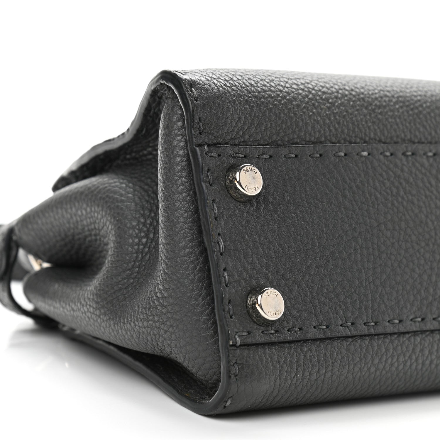 Fendi Cuoio Romano Selleria Bi-Color Mini Peekaboo Iconic Satchel Asfalto Latte 10 of 11
