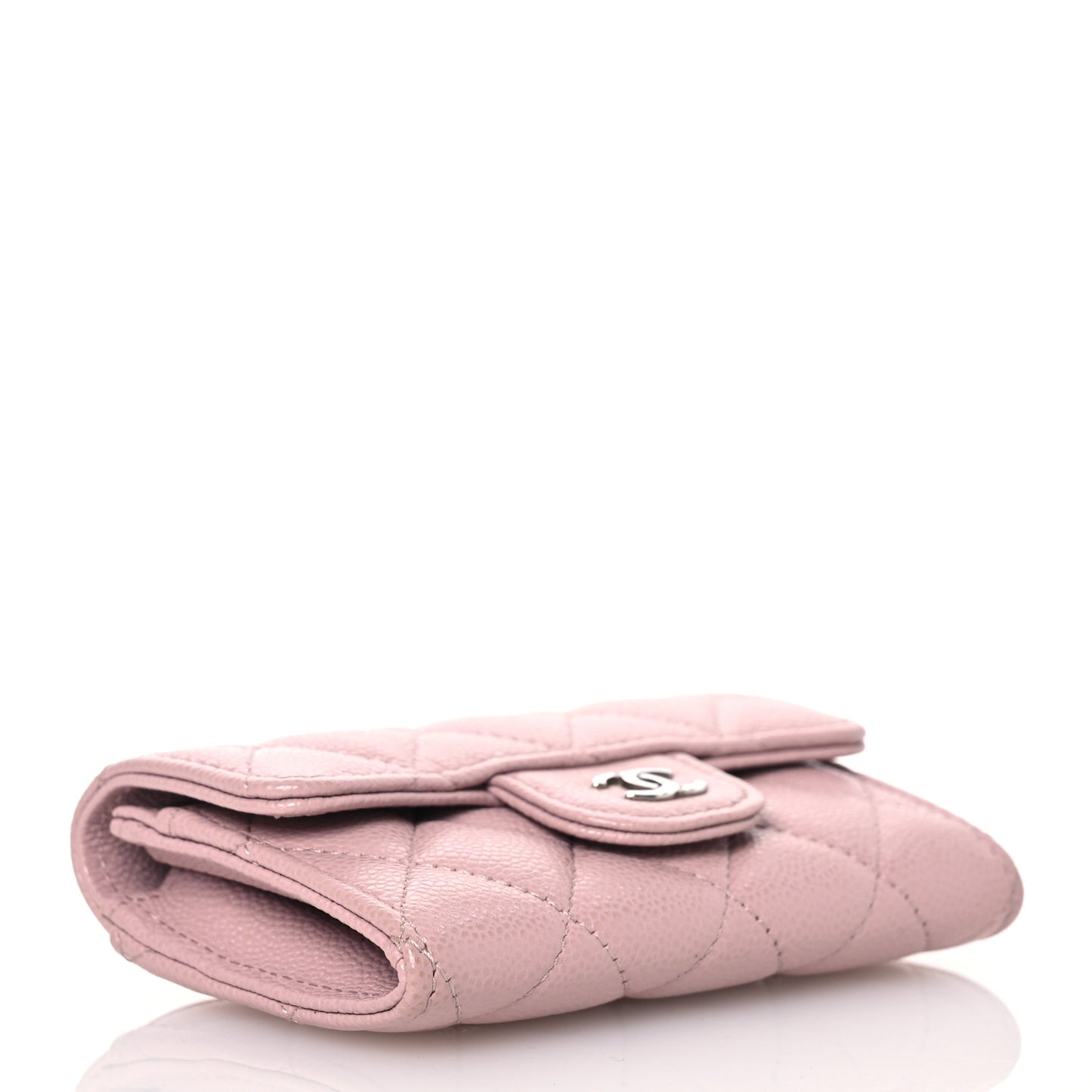 Caviar Quilted Flap Card Holder Wallet Light Pink