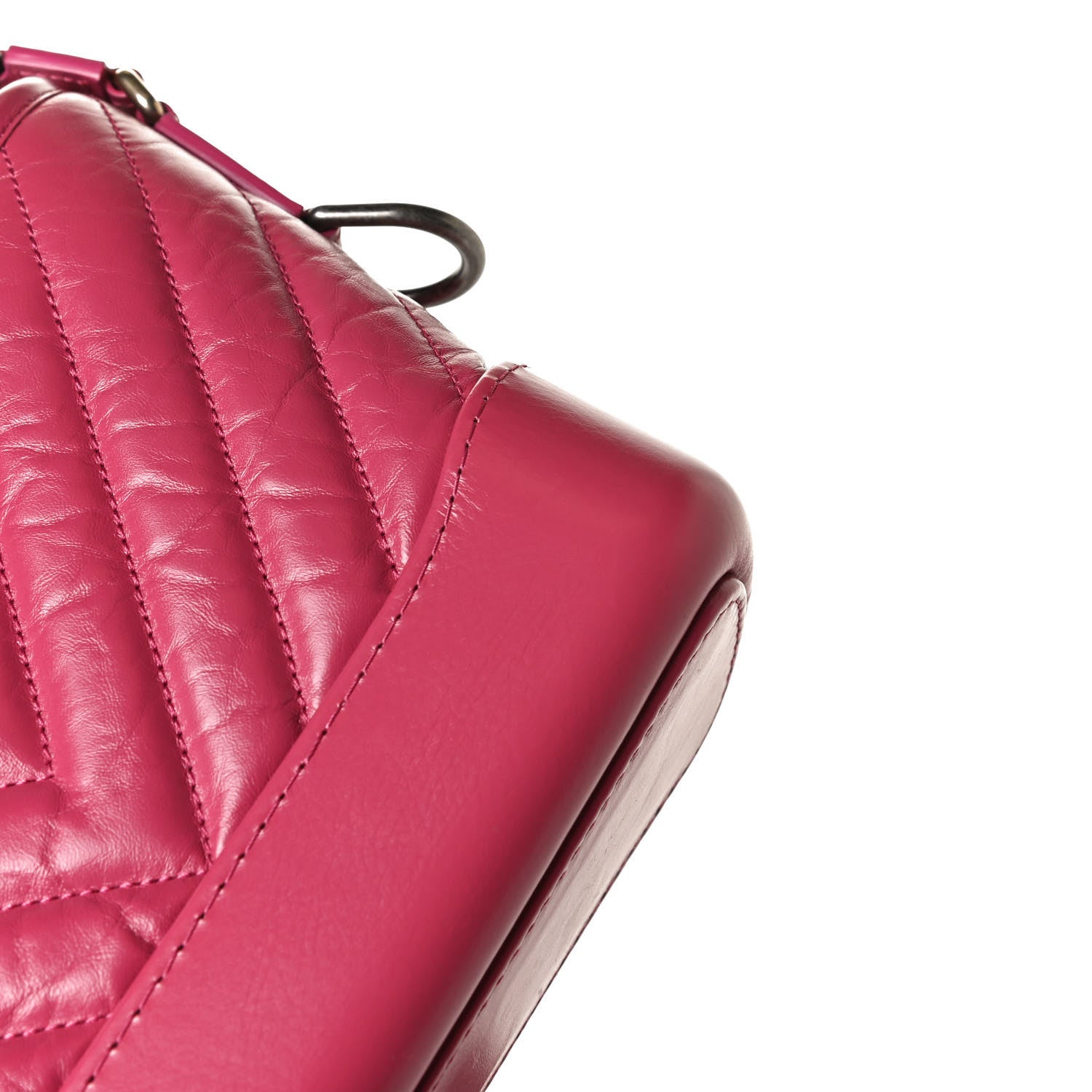 Chanel Aged Calfskin Chevron Quilted Small Gabrielle Hobo Dark Pink 12 of 13
