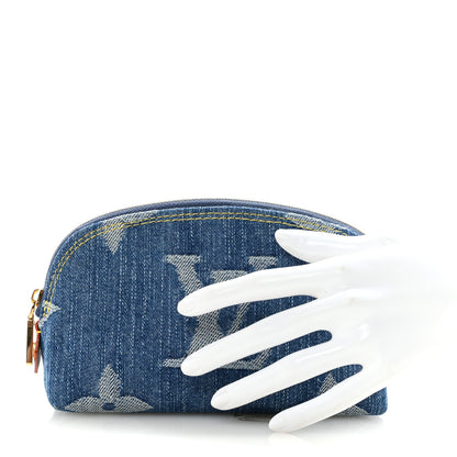 Louis Vuitton Denim Giant Monogram Pochette Cosmetique PM Denim Blue 2 of 6