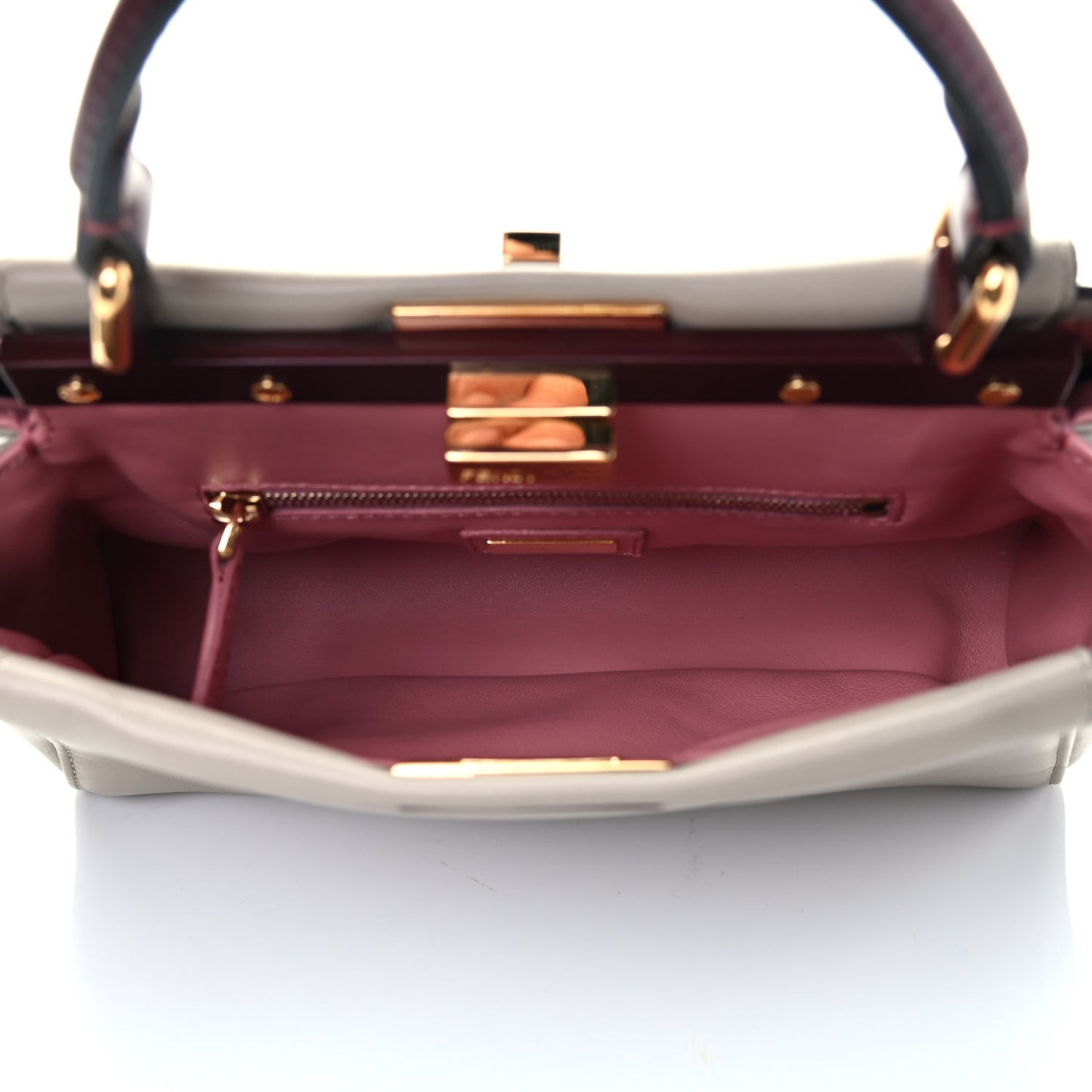 Nappa Colorblock Mini Peekaboo Iconic Satchel Grigio Polvere Bordeaux Bois de Rose