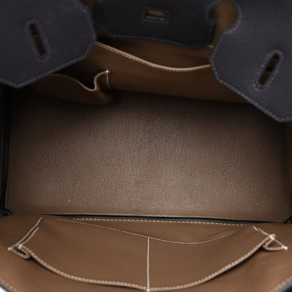 Hermes Togo Bi-Color Horseshoe Birkin 35 Black Etoupe 5 of 13
