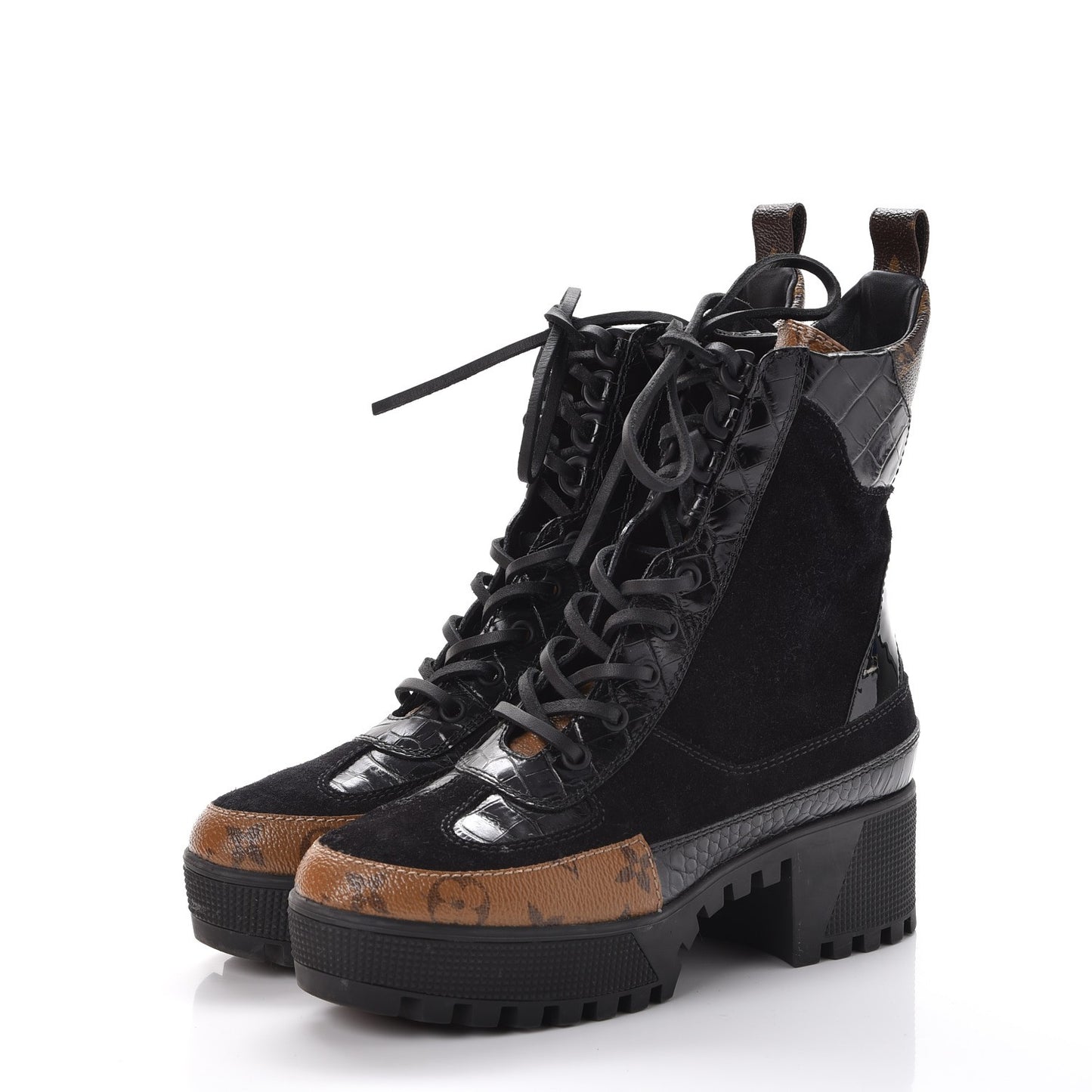 Suede Calfskin Reverse Monogram Laureate Platform Desert Boots 37